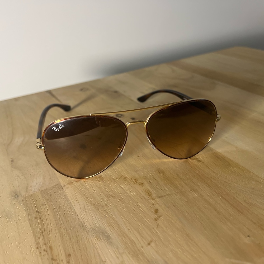 Ray-Ban Brown and Gold Classic Aviator Sunglasses